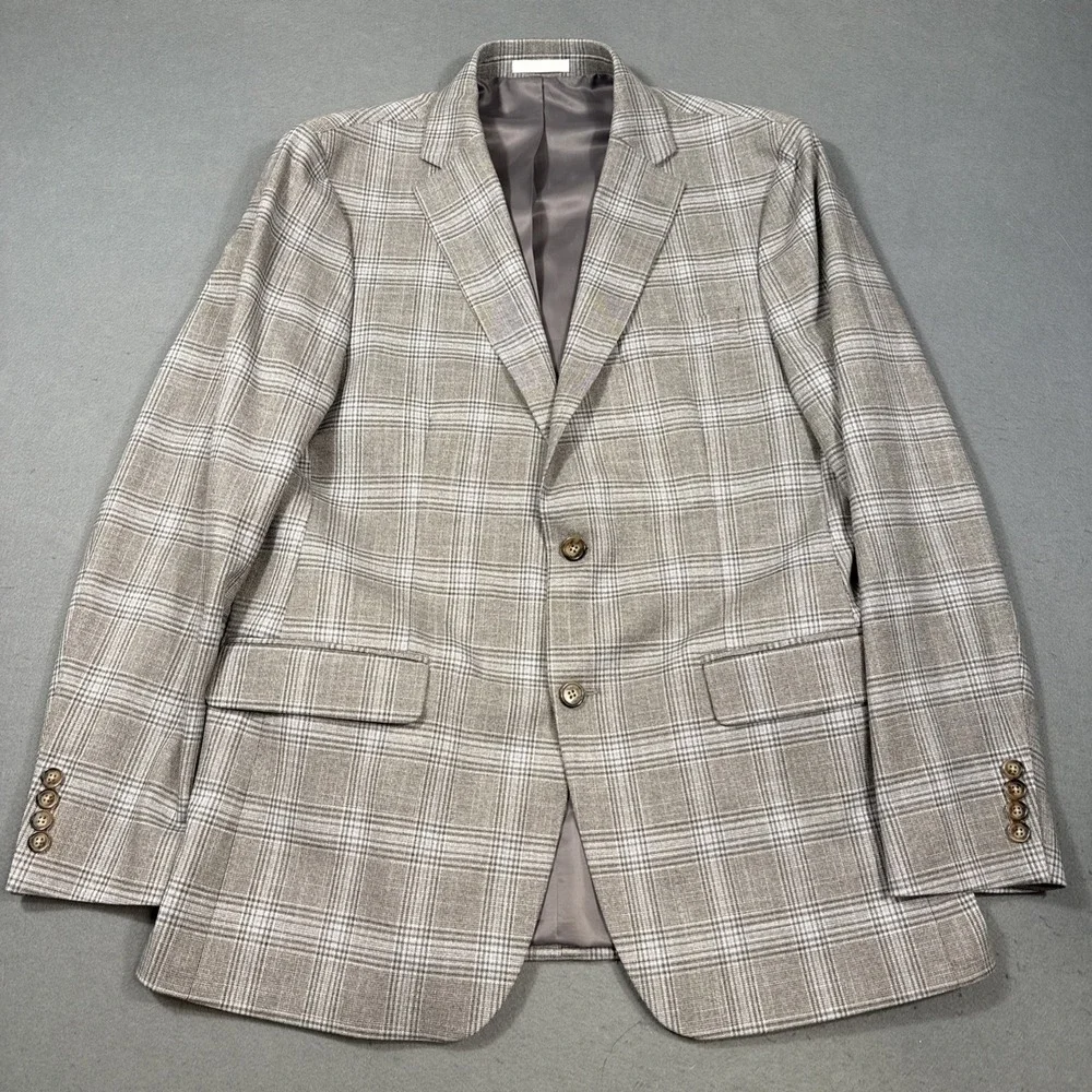 CHAPS Ralph Lauren Men's Gray‎ Glen Plaid Jacket 100% Wool Sport Blazer Size 42L
